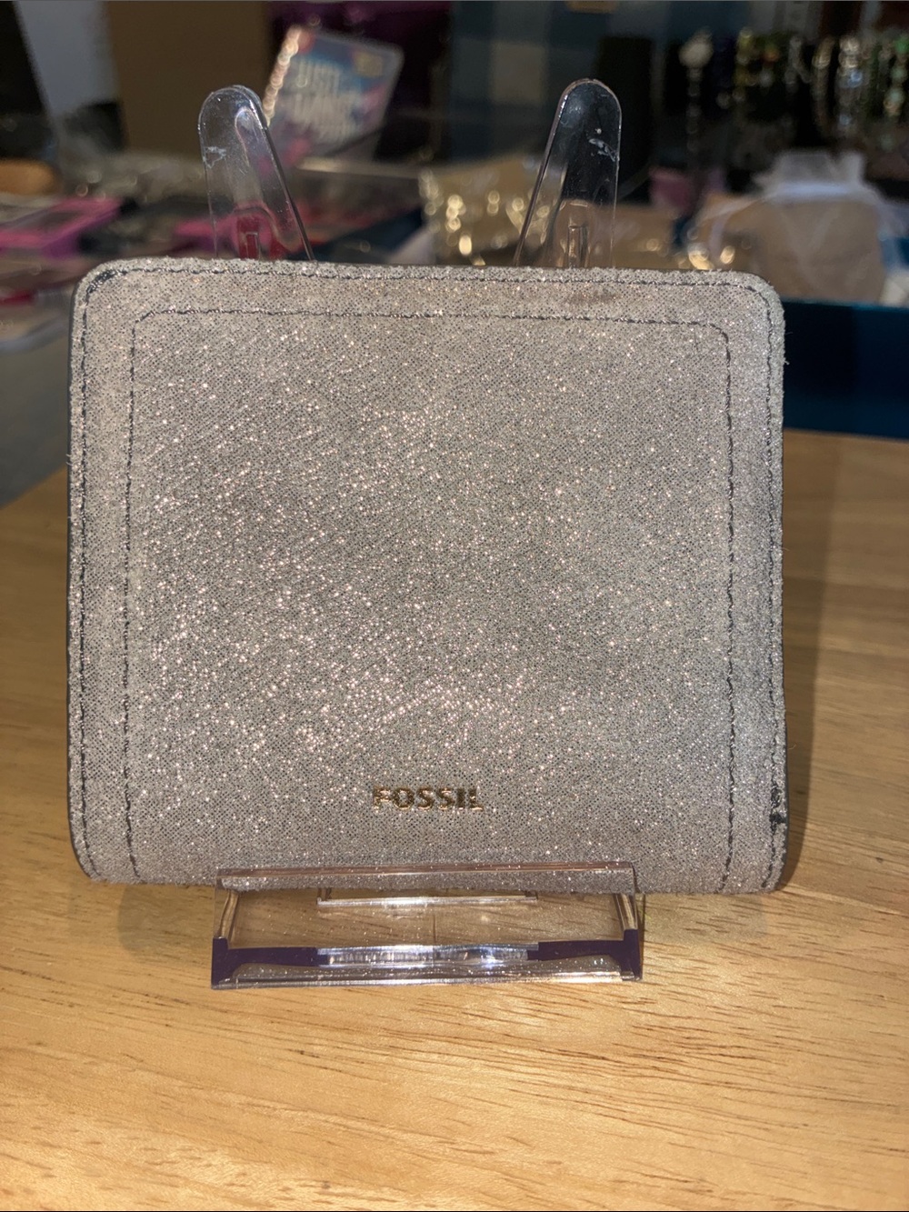 Fossil Silver Glitter Compact Wallet
